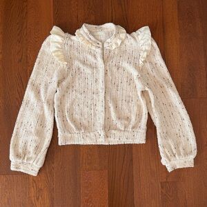 Vita Grace Textured Sweater with Ruffle Trim size L